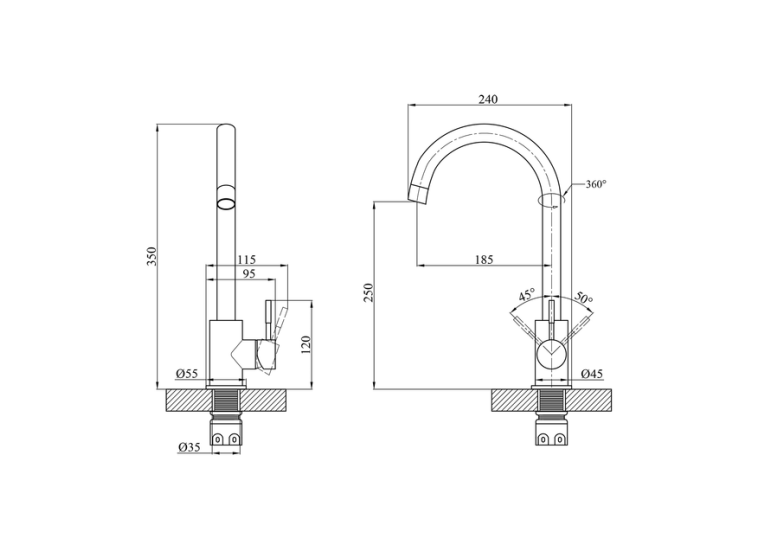 Змішувач для кухні Agua Acero-INOX035, CV023285