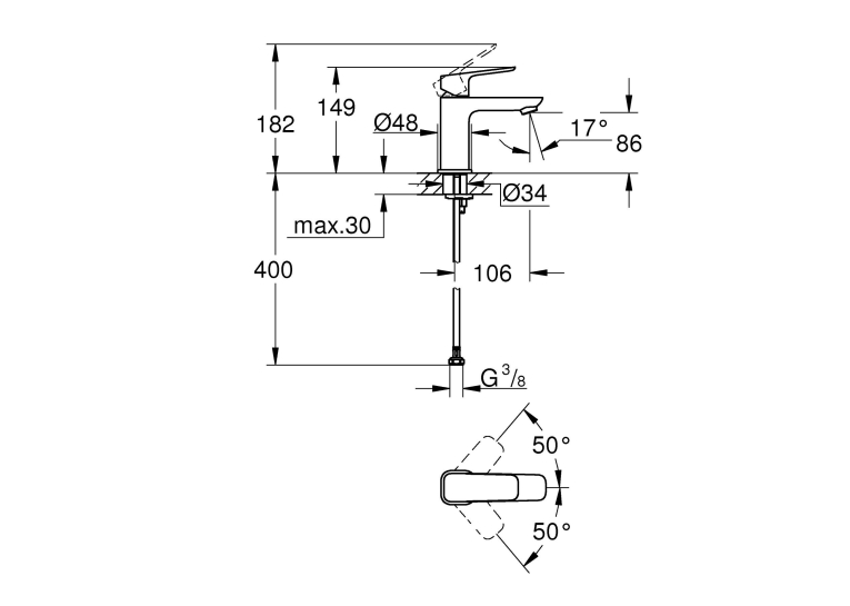 Однорычажный смеситель для раковины Grohe Cubeo S-размера 1016990000