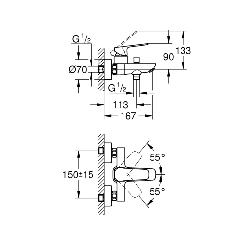 Одноважільний змішувач для ванни Grohe Cubeo 1018132430