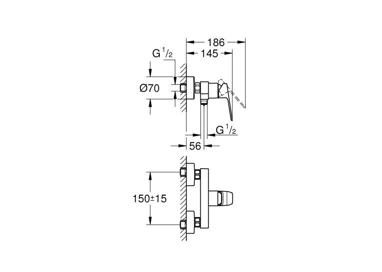 Одноважільний змішувач для душу Grohe Cubeo 1018240000
