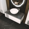 Тумба консольная AQUA RODOS Манхэттен белый мат со столешницей КР Namibia Black 100 см и умыв. Olive 74 см АР000089878