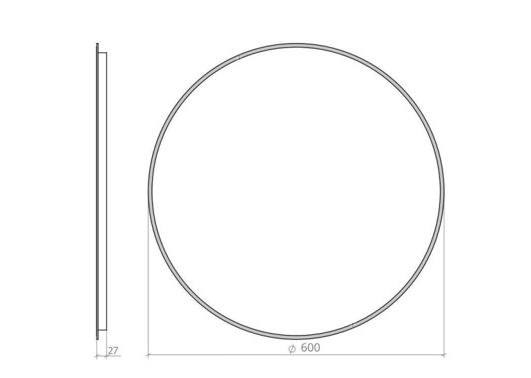 Зеркало Aqua Rodos круглое Омега R-line D-60, с LED подсветкой АР000051818 (Серый)