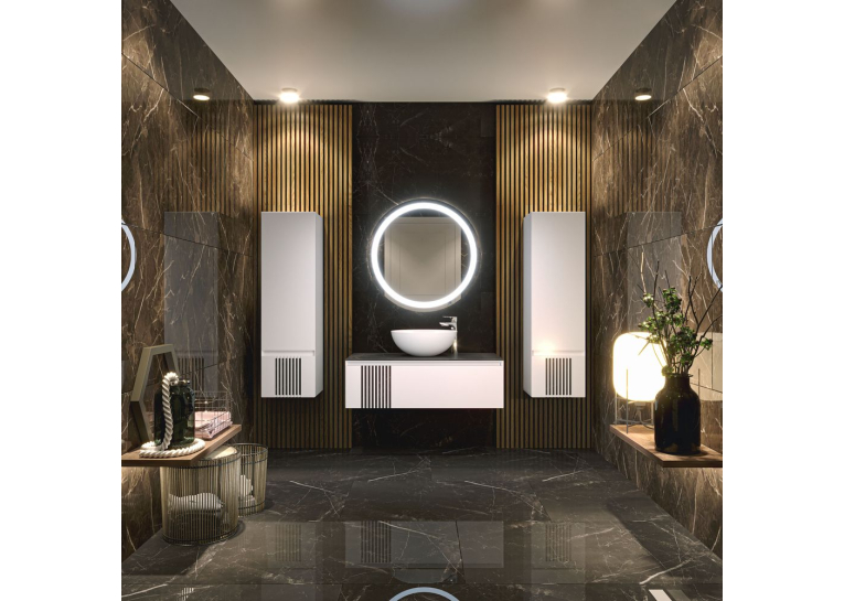 Тумба консольная AQUA RODOS Манхэттен белый мат со столешницей КР Namibia Black 100 см и умывальником Zero 46 АР000089886
