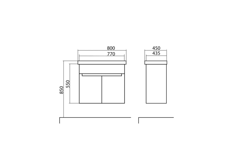 Тумба консольная AQUA RODOS Омега консольная 80 см с умывальником Frame АР000040334 (Белый)
