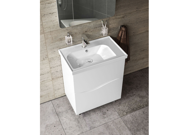 Тумба AQUA RODOS Альфа напольная 80 см с умывальником Frame Белая АР000040174
