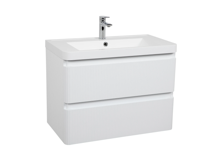 Тумба AQUA RODOS Акцент ЛЮКС ("037" / WHITE-MATT) з умивальником "Bar" 75 см (консольна), АР000081530