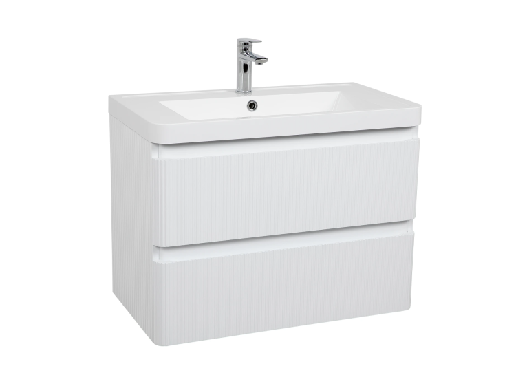 Тумба AQUA RODOS Акцент ЛЮКС ("037"/WHITE-MATT) с умывальником "Bar" 75 см (консольная), АР000081530