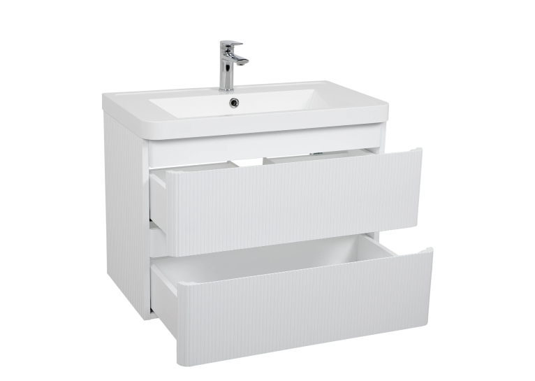 Тумба AQUA RODOS Акцент ЛЮКС ("037"/WHITE-MATT) с умывальником "Bar" 75 см (консольная), АР000081530