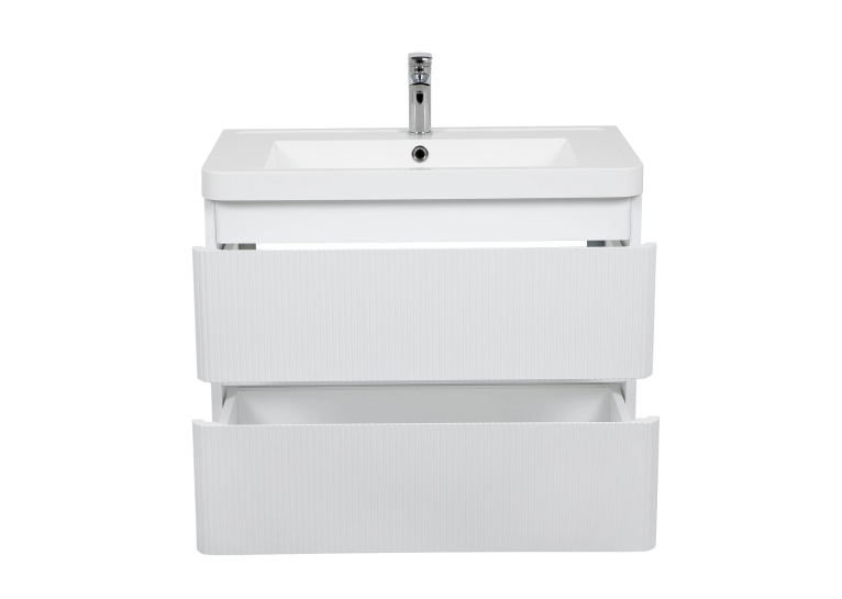 Тумба AQUA RODOS Акцент ЛЮКС ("037"/WHITE-MATT) с умывальником "Bar" 75 см (консольная), АР000081530