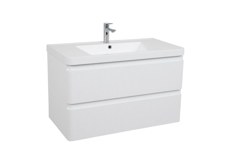 Тумба AQUA RODOS Акцент ЛЮКС ("037"/WHITE-MATT) с умывальником "Bar" 90 см (консольная), АР000112185