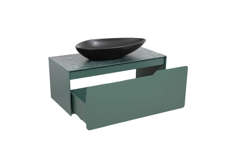 Тумба консольна AQUA RODOS AMADEO NORDIC-GREEN-MATT зі стільницею Lam Ver alp Luc 100 см та умивальником Olive 74 см АР000113330 (Під замовлення)