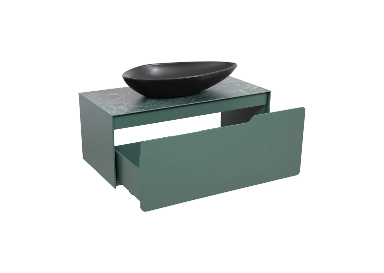 Тумба консольна AQUA RODOS AMADEO NORDIC-GREEN-MATT зі стільницею Lam Ver alp Luc 100 см та умивальником Olive 74 см АР000113330 (Під замовлення)