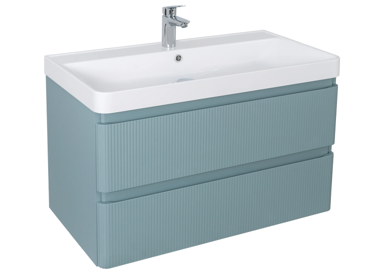 Тумба AQUA RODOS Акцент ЛЮКС (MINERAL-BLUE-MATT) Консольна 90 см з умивальником Deep (АР000060782)