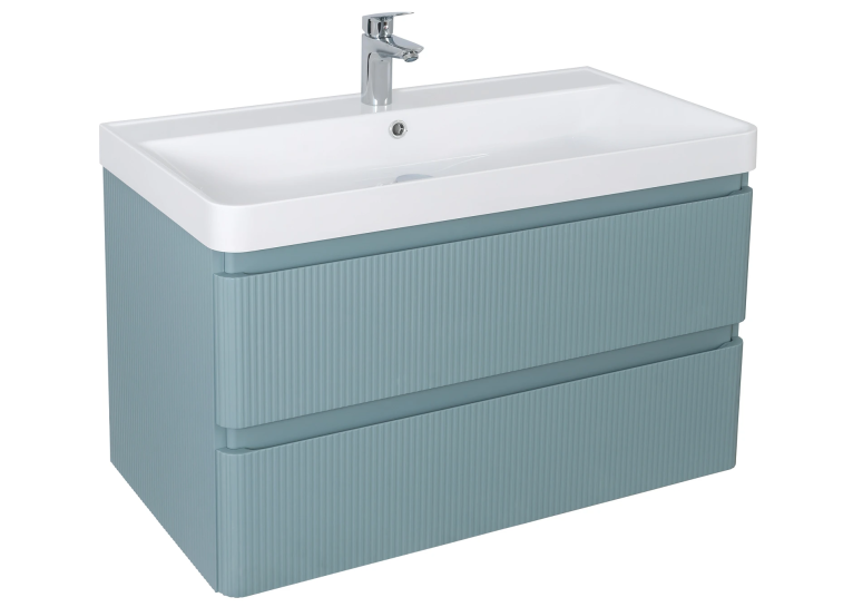 Тумба AQUA RODOS Акцент ЛЮКС (MINERAL-BLUE-MATT) Консольна 90 см з умивальником Deep (АР000060782)