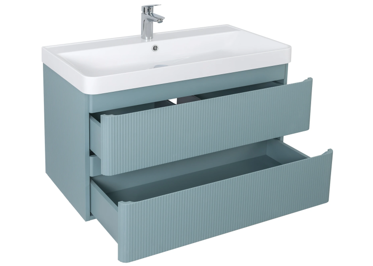 Тумба AQUA RODOS Акцент ЛЮКС (MINERAL-BLUE-MATT) Консольна 90 см з умивальником Deep (АР000060782)