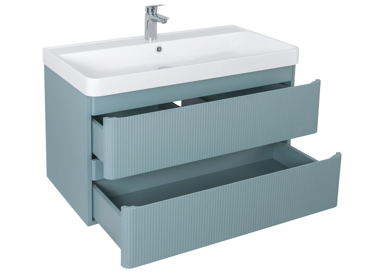 Тумба AQUA RODOS Акцент ЛЮКС (MINERAL-BLUE-MATT) Консольна 90 см з умивальником Deep (АР000060782)