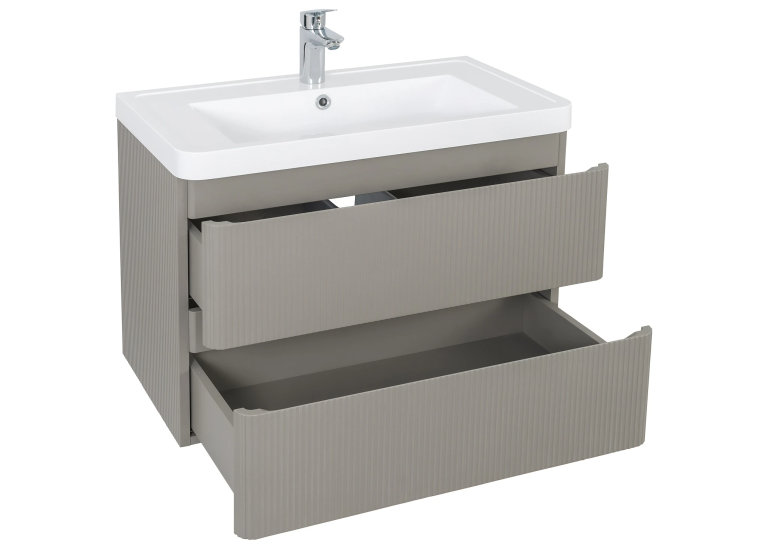 Тумба AQUA RODOS Акцент ЛЮКС (STONE-GREY-MATT) Консольная 75 см с умывальником Ваr 75 АР000060784