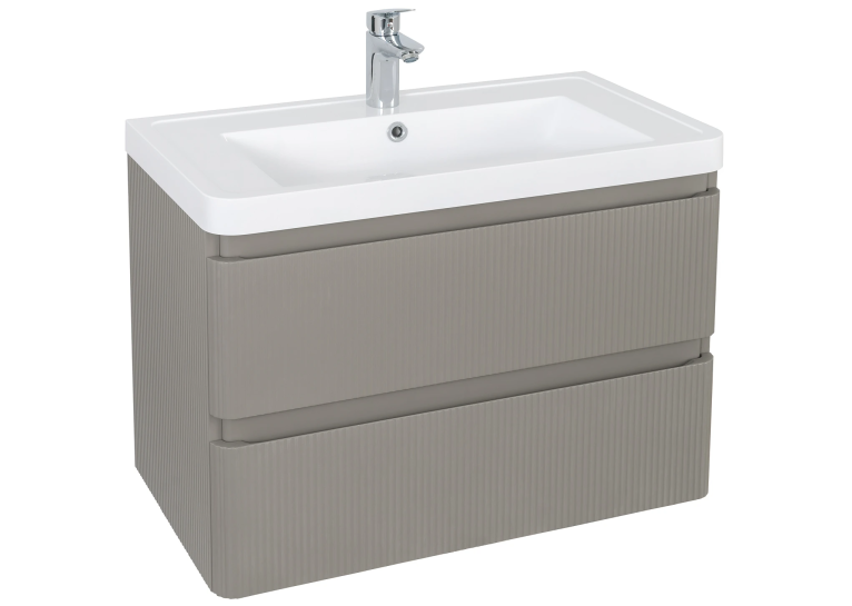 Тумба AQUA RODOS Акцент ЛЮКС (STONE-GREY-MATT) Консольная 75 см с умывальником Ваr 75 АР000060784