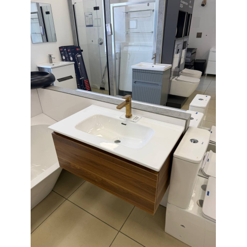 Тумба консольна AQUA RODOS Kalif 80 см з умивальником "Sola", АР000148519 (Орех Калифорния)
