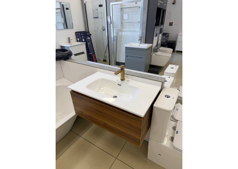 Тумба консольна AQUA RODOS Kalif 80 см з умивальником "Sola", АР000148519 (Горіх Каліфорнія)