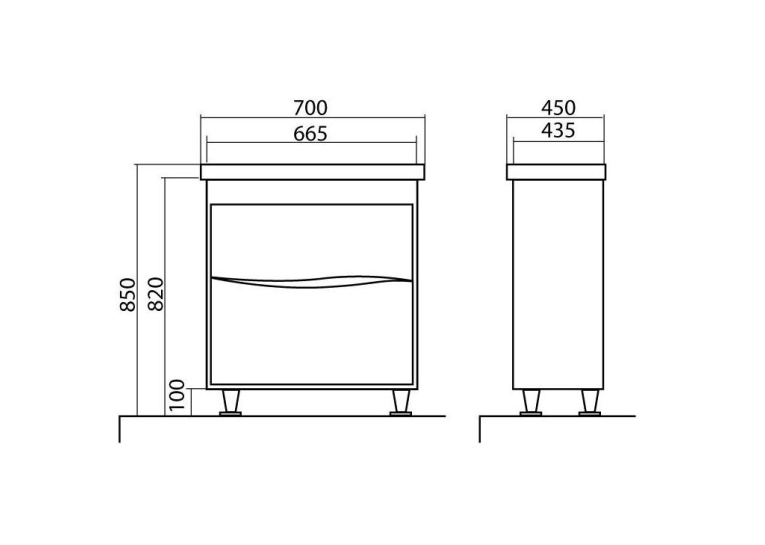 Тумба напольная AQUA RODOS Альфа 70 см с умывальником Frame, АР000040173 (Белый)