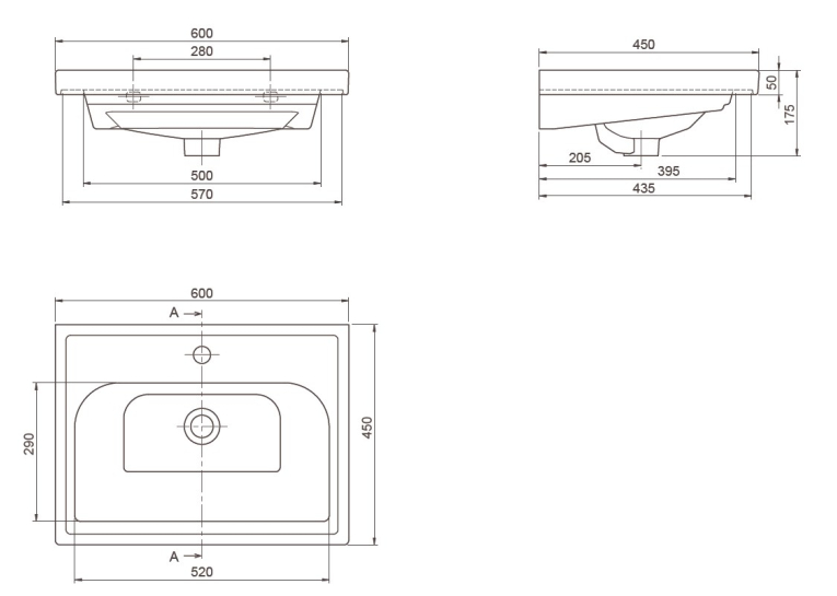 Тумба AQUA RODOS Валенсия 60 см с умывальником Frame, АР000040208 (Белый)