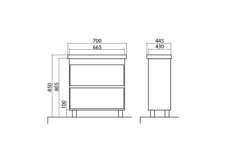 Тумба AQUA RODOS Валенсія 70 см з умивальником Frame, АР000040209 (Білий)