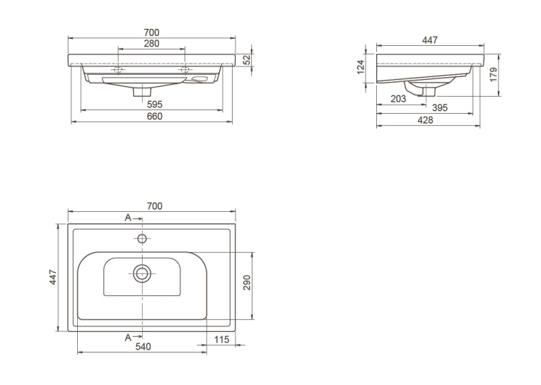 Тумба AQUA RODOS Валенсія 70 см з умивальником Frame, АР000040209 (Білий)