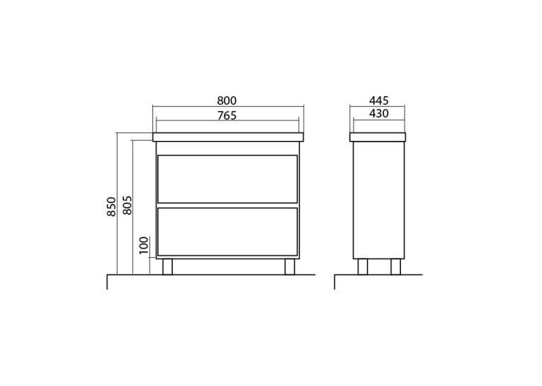 Тумба AQUA RODOS Валенсия 80 см с умывальником Frame, АР000040210 (Белый)