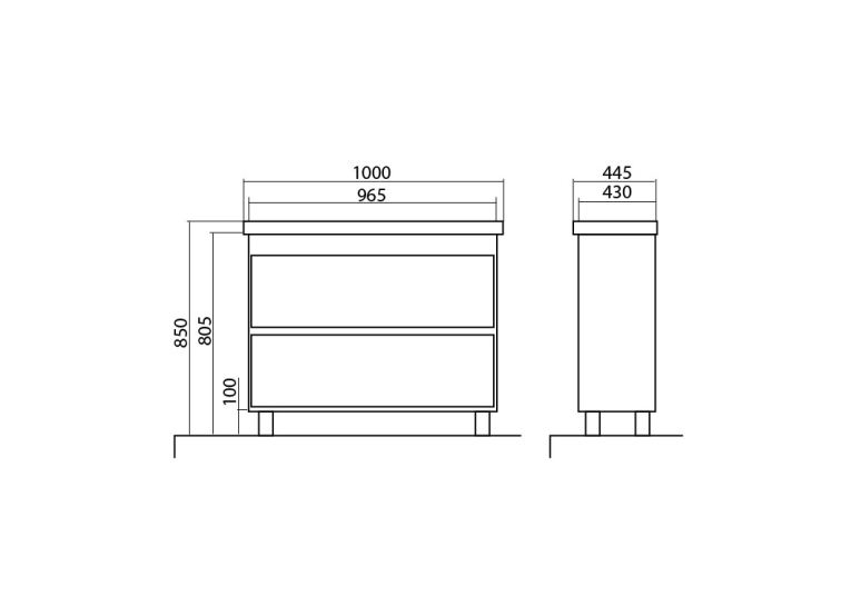 Тумба AQUA RODOS Валенсія 100 см з умивальником Frame, АР000040211 (Білий)