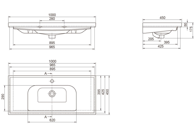 Тумба консольна AQUA RODOS Винтаж 100 см з умивальником "Frame", АР000042866 (Белый)