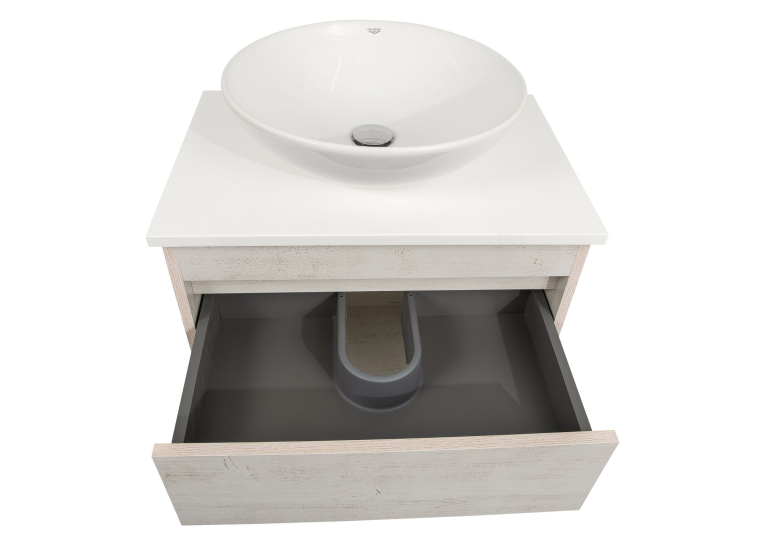 Тумба консольная AQUA RODOS "Shelf" (Нордленд) 65 см (1 ящик) со столешн. Loft-Iron и ум. "Zero" 46 см АР000085172