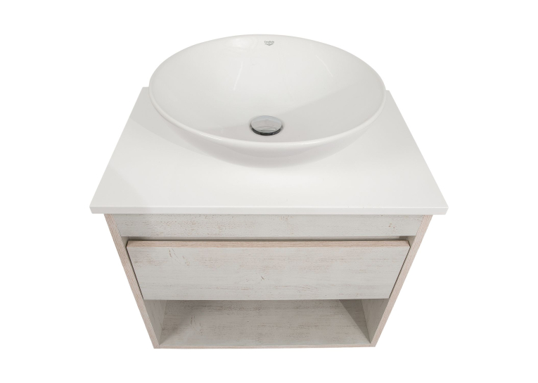 Тумба консольна AQUA RODOS "Shelf" (нордленд) 65 см (1 ящик) зі стільн. Loft-Iron та ум. "Zero" 46 см АР000085172