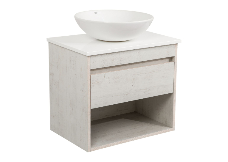 Тумба консольна AQUA RODOS "Shelf" (нордленд) 65 см (1 ящик) зі стільн. Loft-Iron та ум. "Zero" 46 см АР000085172