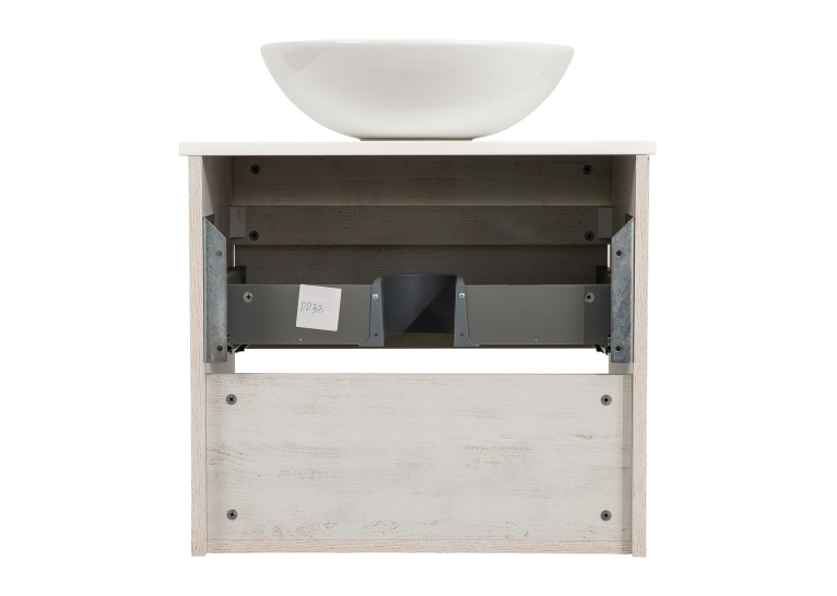 Тумба консольная AQUA RODOS "Shelf" (Нордленд) 65 см (1 ящик) со столешн. Loft-Iron и ум. "Zero" 46 см АР000085172