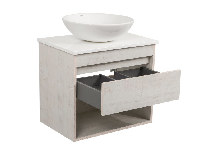 Тумба консольна AQUA RODOS "Shelf" (нордленд) 65 см (1 ящик) зі стільн. Loft-Iron та ум. "Zero" 46 см АР000085172