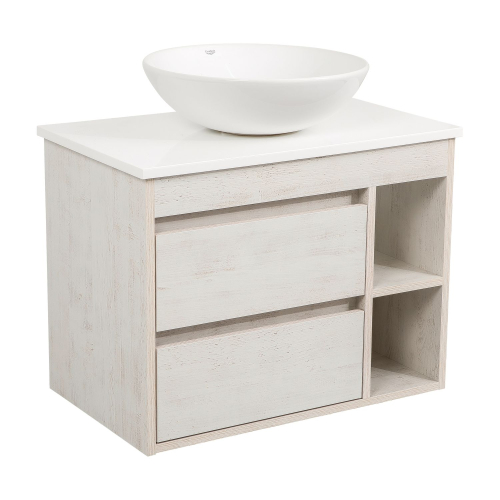 Тумба консольная AQUA RODOS "Shelf" (нордленд) 75 см со столешницей Loft-Iron и ум. "Zero" 46 см АР000085174