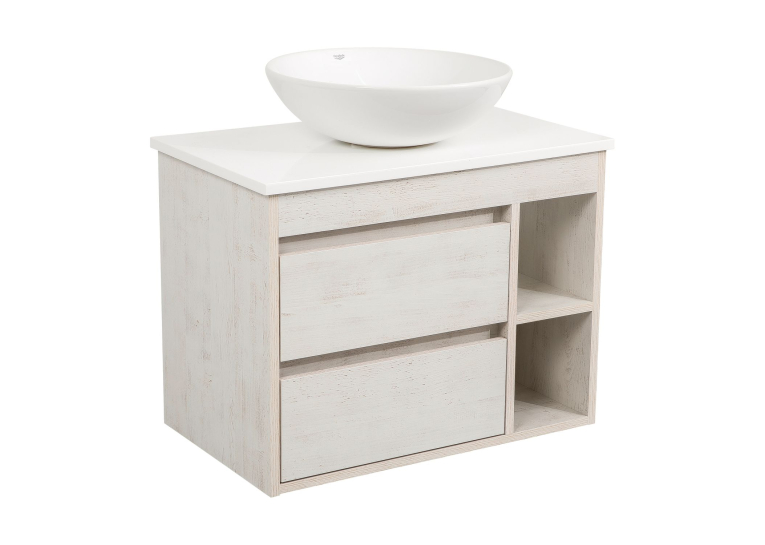 Тумба консольна AQUA RODOS "Shelf" (нордленд) 75 см зі стільн. Loft-Iron та ум. "Zero" 46 см АР000085174
