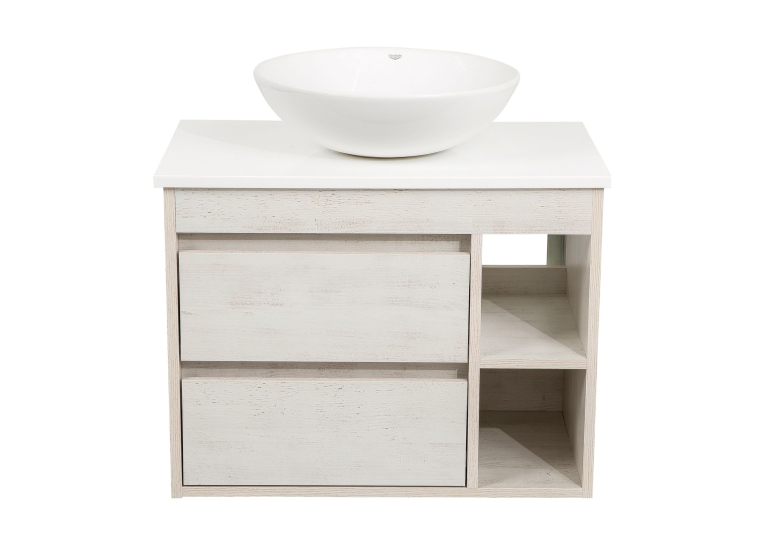 Тумба консольна AQUA RODOS "Shelf" (нордленд) 75 см зі стільн. Loft-Iron та ум. "Zero" 46 см АР000085174