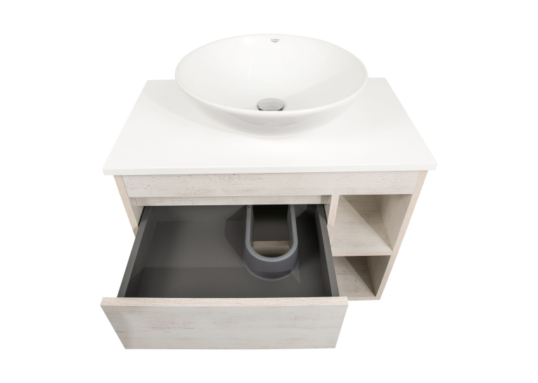 Тумба консольна AQUA RODOS "Shelf" (нордленд) 75 см зі стільн. Loft-Iron та ум. "Zero" 46 см АР000085174