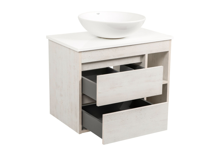 Тумба консольна AQUA RODOS "Shelf" (нордленд) 75 см зі стільн. Loft-Iron та ум. "Zero" 46 см АР000085174