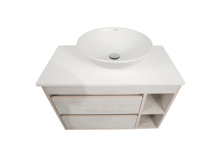 Тумба консольна AQUA RODOS "Shelf" (нордленд) 85 см зі стільн. Loft-Iron та ум. "Zero" 46 см АР000085175