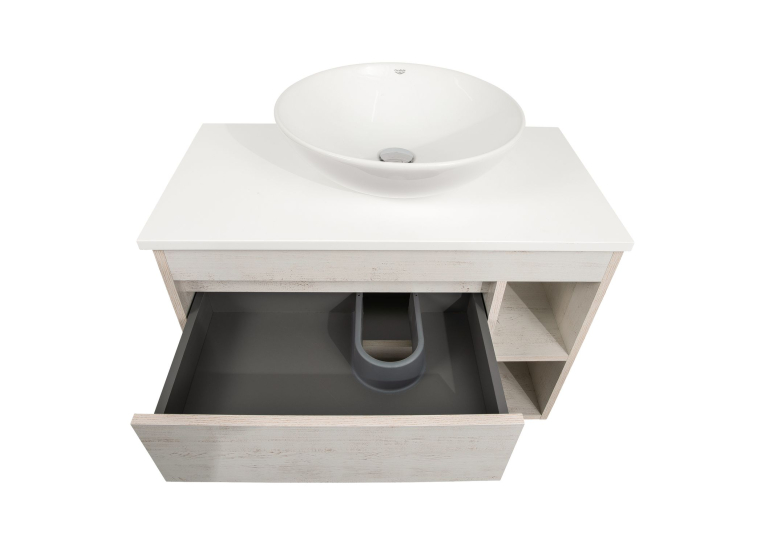 Тумба консольна AQUA RODOS "Shelf" (нордленд) 85 см зі стільн. Loft-Iron та ум. "Zero" 46 см АР000085175
