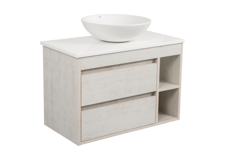 Тумба консольна AQUA RODOS "Shelf" (нордленд) 85 см зі стільн. Loft-Iron та ум. "Zero" 46 см АР000085175