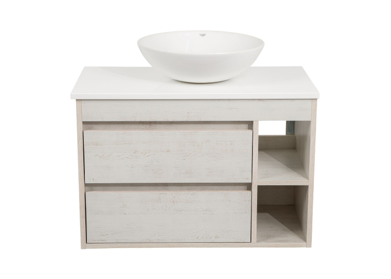 Тумба консольна AQUA RODOS "Shelf" (нордленд) 85 см зі стільн. Loft-Iron та ум. "Zero" 46 см АР000085175