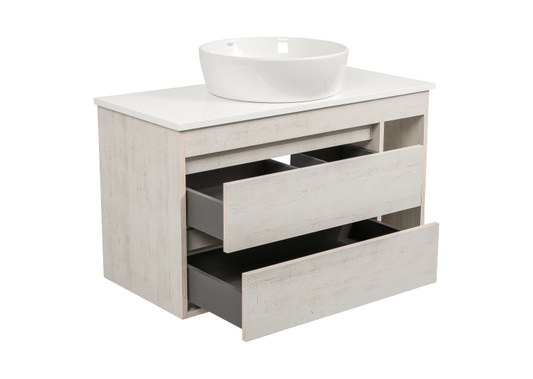 Тумба консольная AQUA RODOS "Shelf" (Нордленд) 100 см со столешн. Loft-Iron и ум. "One" 46 см (круг) АР000085176