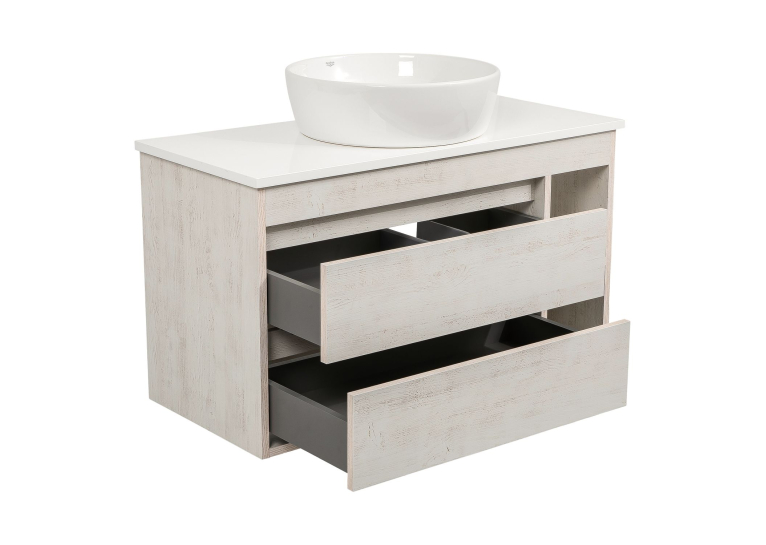 Тумба консольная AQUA RODOS "Shelf" (Нордленд) 100 см со столешн. Loft-Iron и ум. "One" 46 см (круг) АР000085176