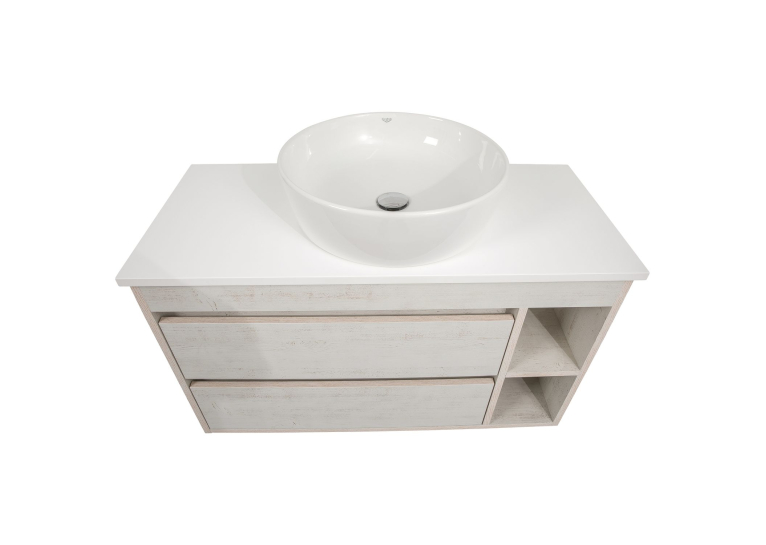 Тумба консольная AQUA RODOS "Shelf" (Нордленд) 100 см со столешн. Loft-Iron и ум. "One" 46 см (круг) АР000085176