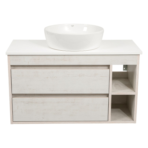Тумба консольна AQUA RODOS "Shelf" (нордленд) 100 см зі стільн. Loft-Iron та ум. "One" 46 см (круг) АР000085176