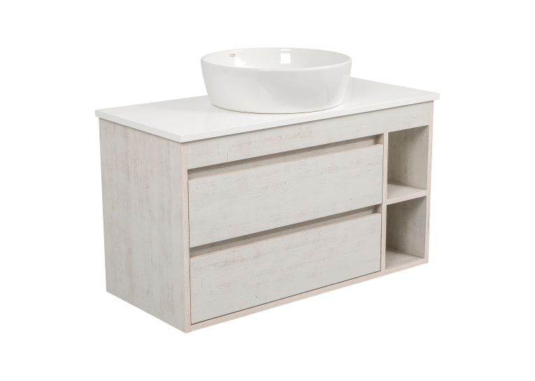 Тумба консольная AQUA RODOS "Shelf" (Нордленд) 100 см со столешн. Loft-Iron и ум. "One" 46 см (круг) АР000085176